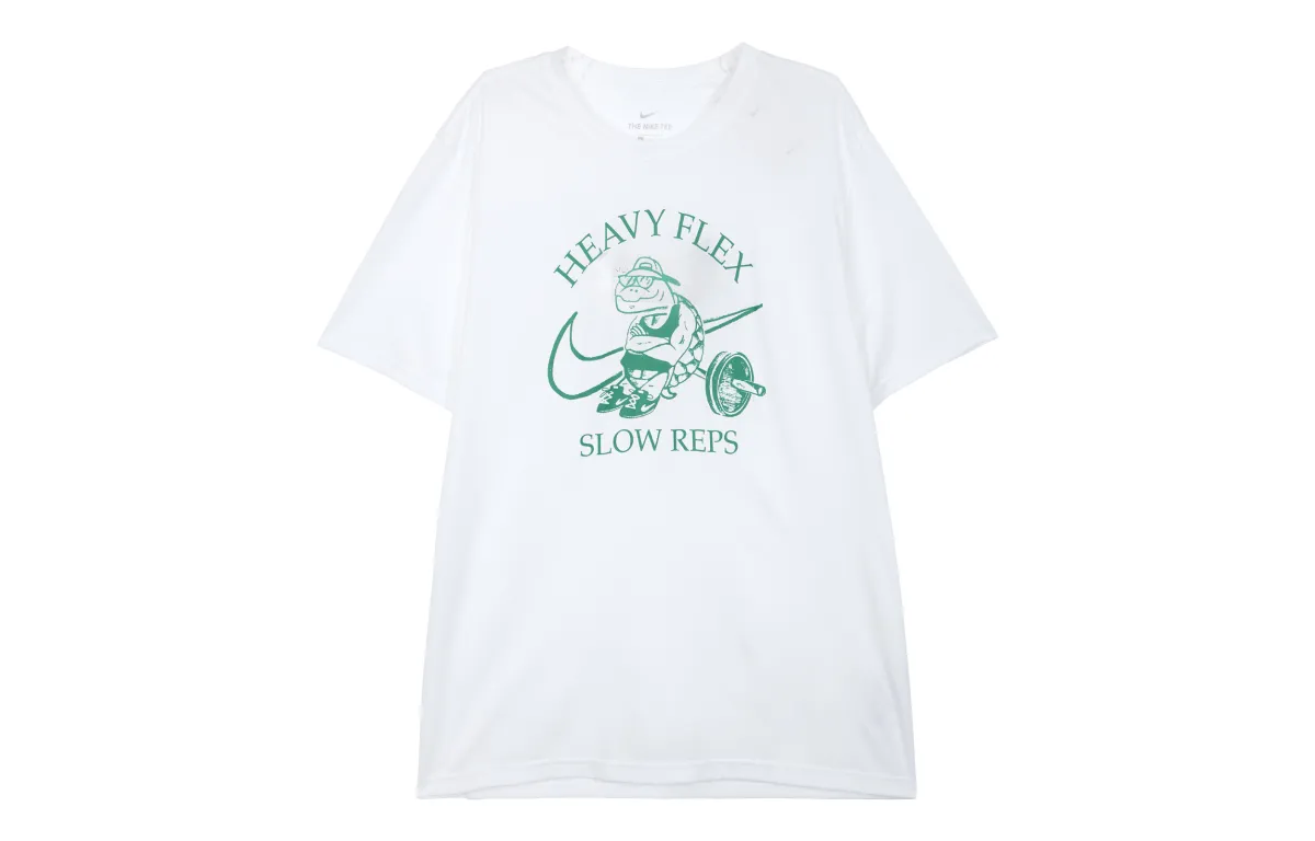 Nike T-Shirts Men's White Crew Neck Moderate Straight Fit