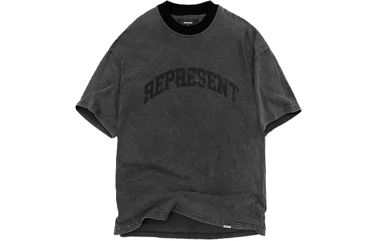 REPRESENT T Shirts Men's Washed Gray Crew Neck Moderate Straight Fit