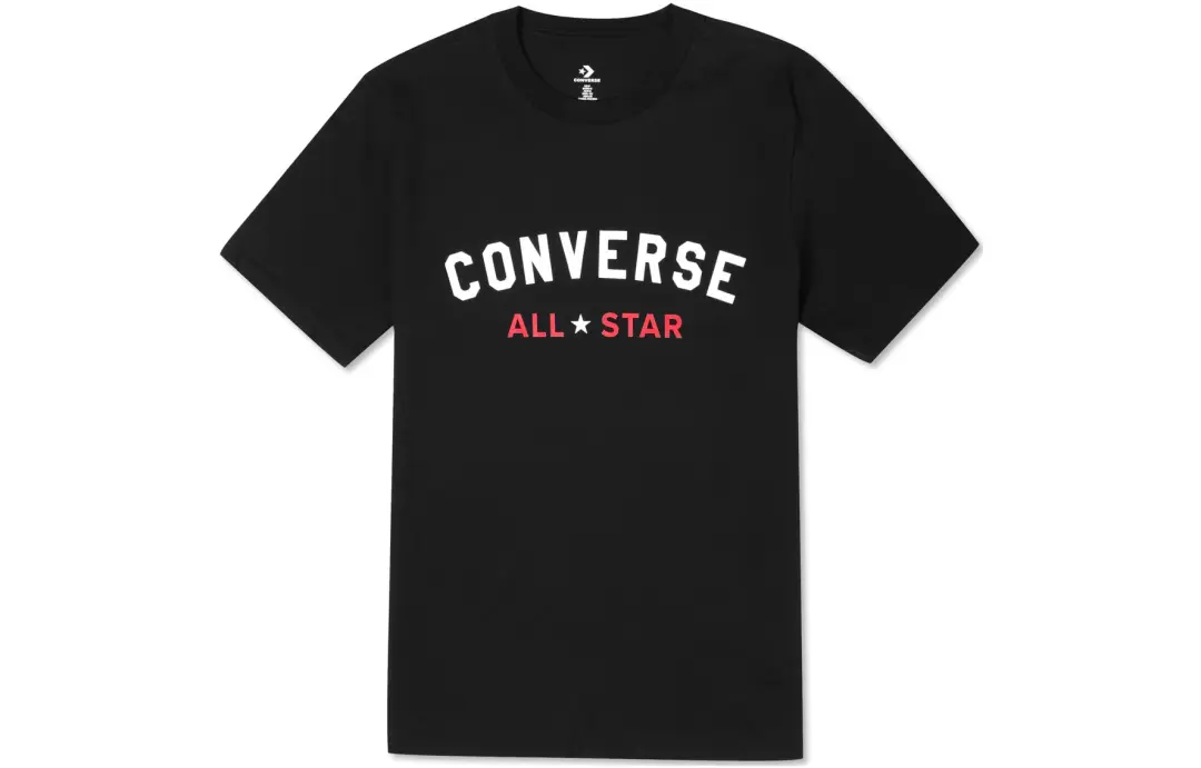 Converse T Shirts Men's Black Crew Neck Moderate Straight Fit