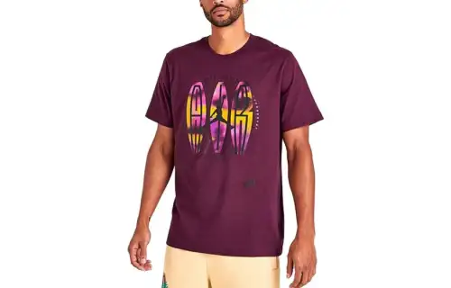 Jordan T Shirts Men's Burgundy Crew Neck Moderate
