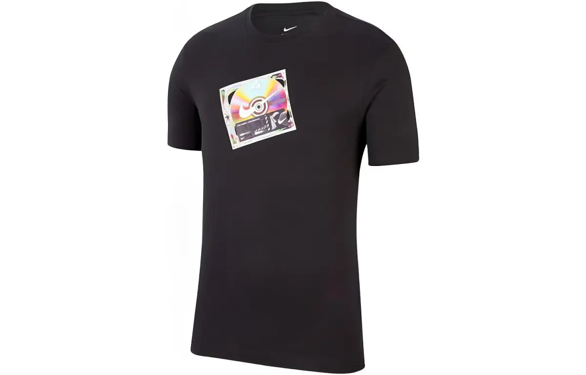 Nike T-Shirts Men's Black Crew Neck Moderate Straight Fit