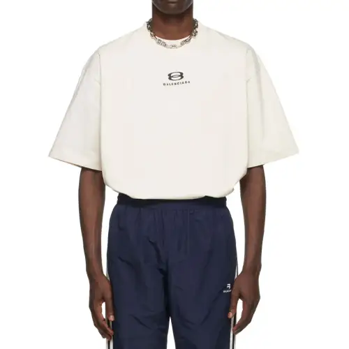 Balenciaga T Shirts Men's White Crew Neck Moderate