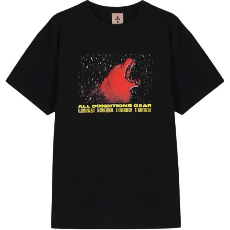 Nike T-Shirts Men's Black Crew Neck Moderate Straight Fit