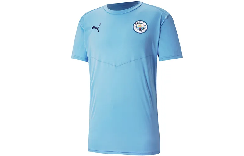 PUMA T-Shirts Men's Light Blue Crew Neck Moderate Straight Fit