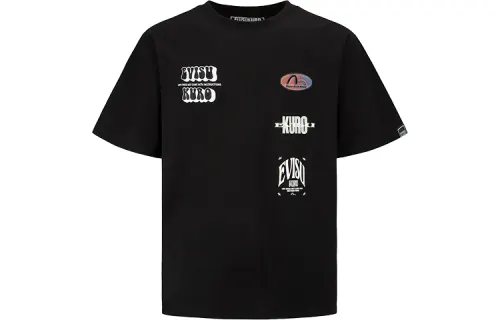 EVISU T Shirts Men's Black Crew Neck Moderate Straight Fit