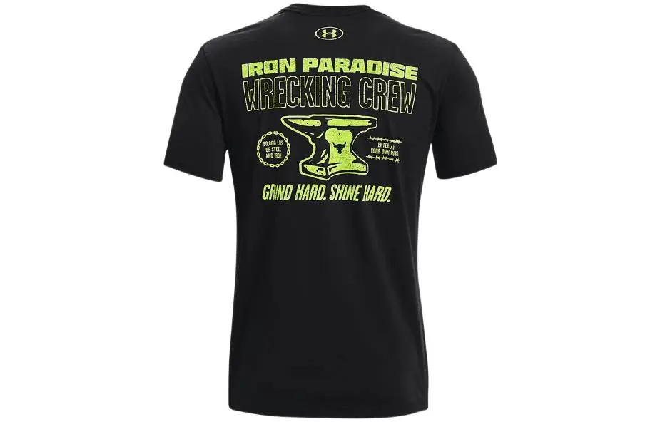 Under Armour Project T-Shirts Men's Black Crew Neck Moderate Straight Fit