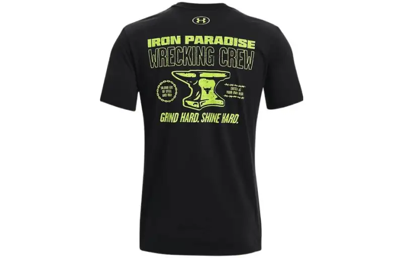 Under Armour Project T Shirts Men's Black Crew Neck Moderate Straight Fit