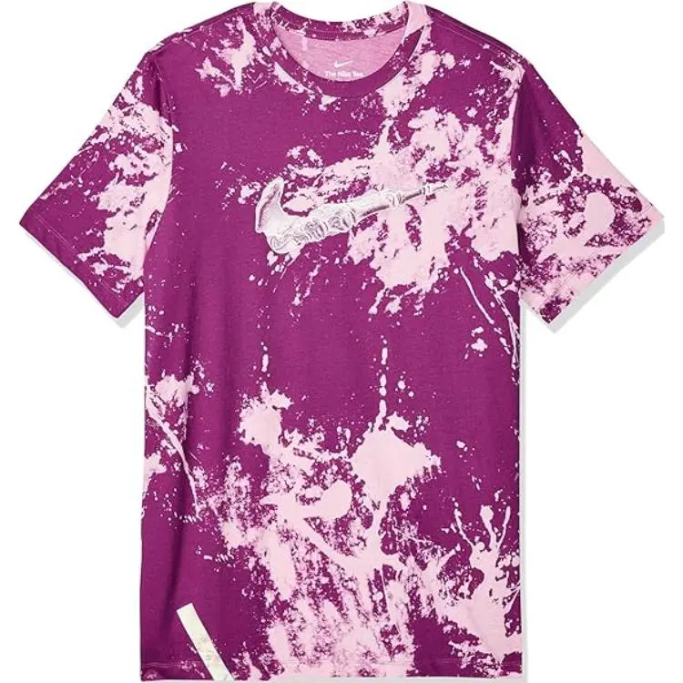 Nike T-Shirts Men's Pink Crew Neck Moderate Straight Fit