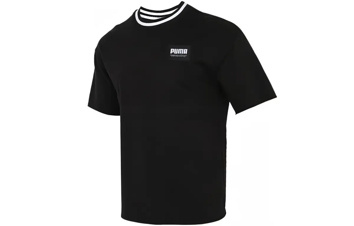 PUMA T-Shirts Men's Black Crew Neck Moderate Straight Fit