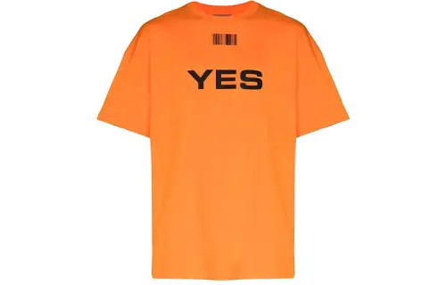 Vetements T Shirts Men's Orange Crew Neck Moderate Straight Fit