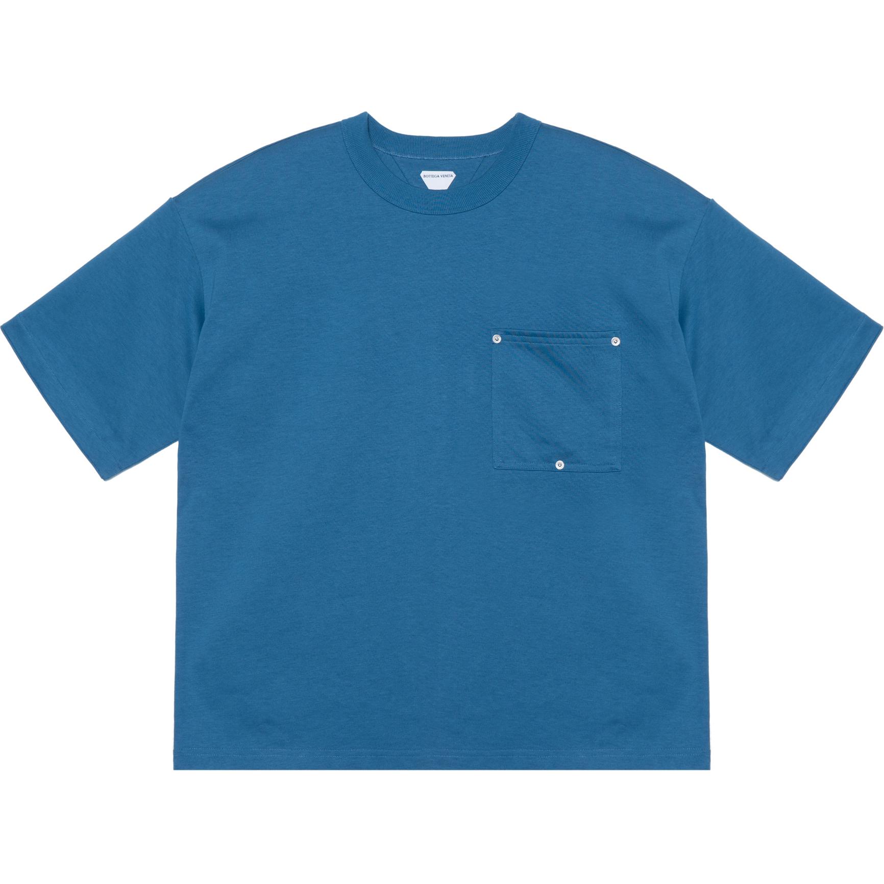 Bottega Veneta Solid Color Crew Neck Pullover Short Sleeved SS23 T Shirt Men's Blue