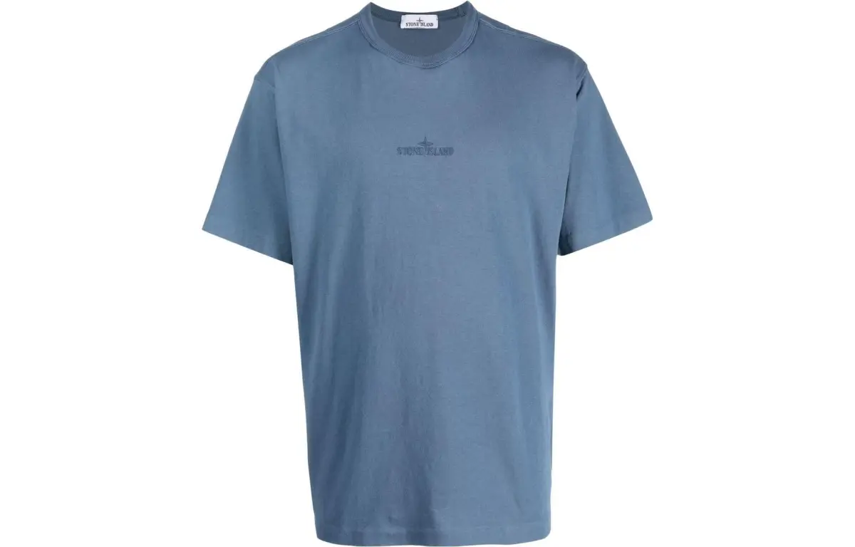 STONE ISLAND T-Shirts Men's Blue Crew Neck Moderate Straight Fit