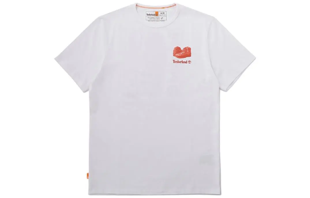 Timberland T-Shirts Men's White Crew Neck Moderate Straight Fit