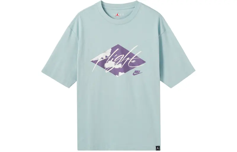Jordan T Shirts Men's Blue Crew Neck Moderate Straight Fit