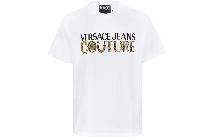 VERSACE JEANS COUTURE SS21 Straight Fit T Shirt Men's White Gift Recommendation