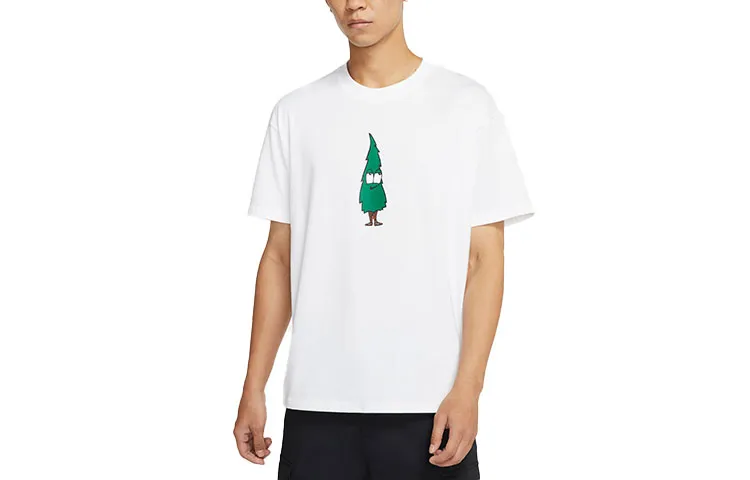 Nike T-Shirts Men's White Crew Neck Moderate Straight Fit