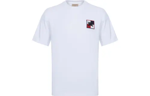 Burberry T Shirts Men's White Crew Neck Moderate Straight Fit