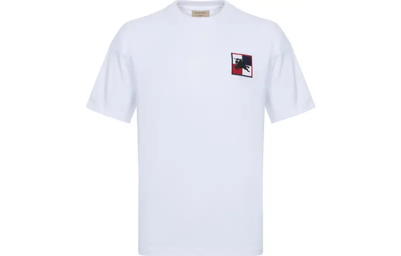 Burberry T Shirts Men's White Crew Neck Moderate Straight Fit