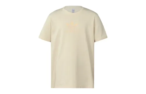 Adidas Originals T Shirts Men's Ecru Crew Neck Moderate Straight Fit