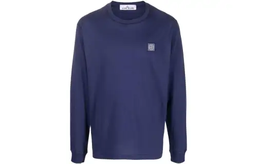 STONE ISLAND T Shirts Men's Blue Crew Neck Moderate Straight Fit