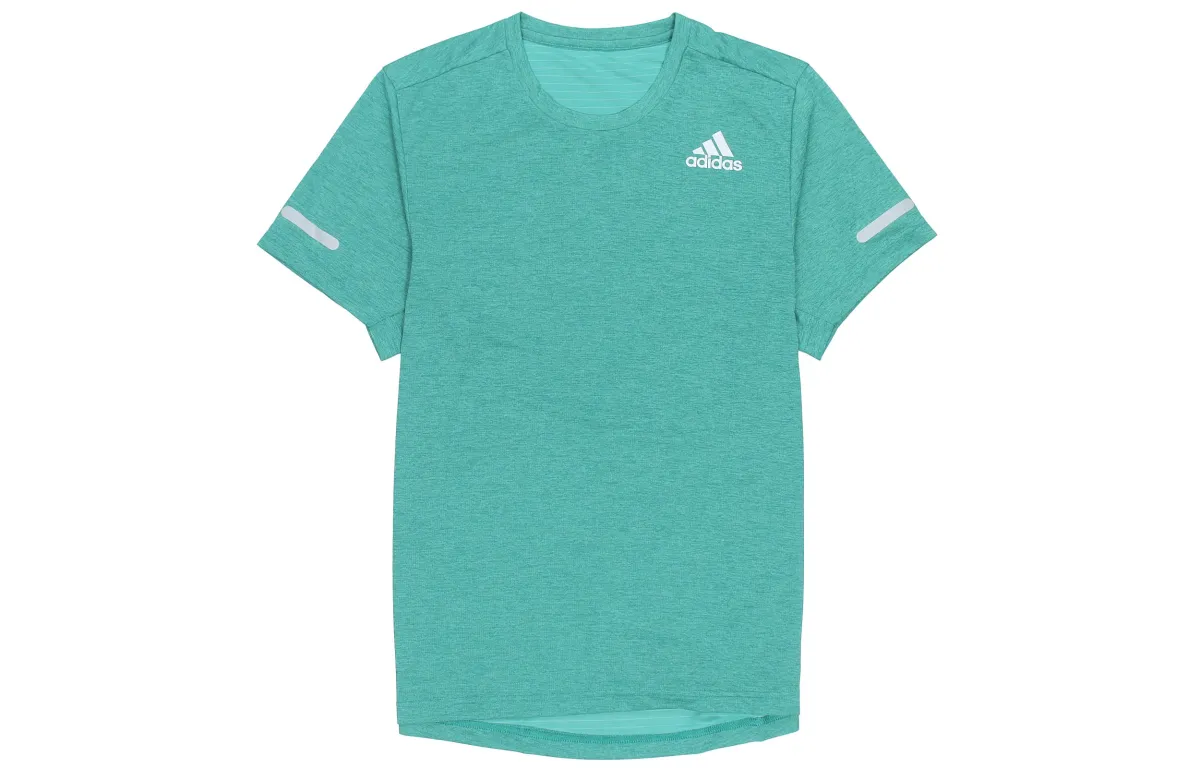 Adidas T-Shirts Men's Green Crew Neck Moderate Straight Fit