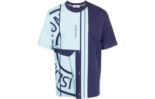 STONE ISLAND T Shirts Men's Marine Blue Crew Neck Moderate Other