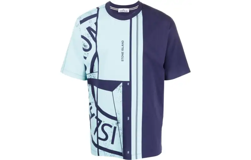 STONE ISLAND T Shirts Men's Marine Blue Crew Neck Moderate Other