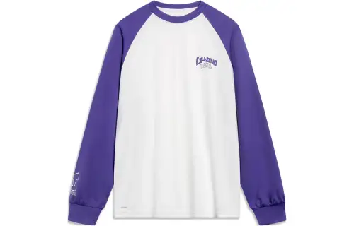 Li Ning Sports Fashion Collection T Shirts Unisex Ivory Crew Neck Moderate Straight Fit