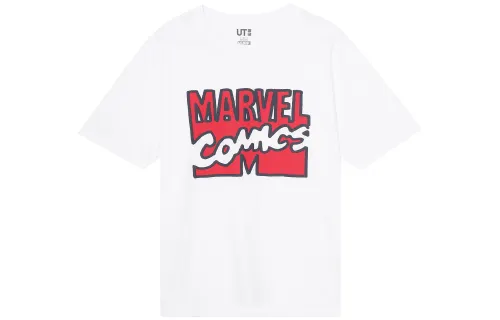 UNIQLO T Shirts Unisex White Crew Neck Moderate Straight Fit