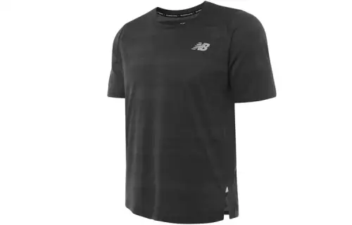 New Balance T Shirts Men's Black Crew Neck Moderate Straight Fit