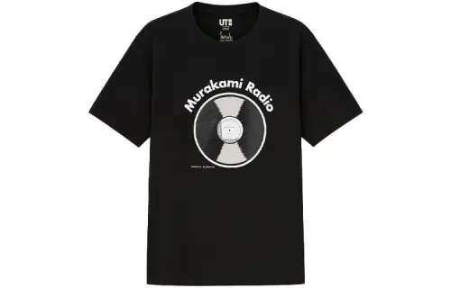 UNIQLO T Shirts Unisex Black Crew Neck Moderate Straight Fit