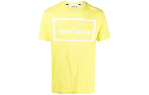 STONE ISLAND T Shirts Men's Yellow Crew Neck Moderate Straight Fit