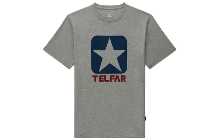 Converse TELFAR T Shirts Unisex Gray Crew Neck Moderate Straight Fit
