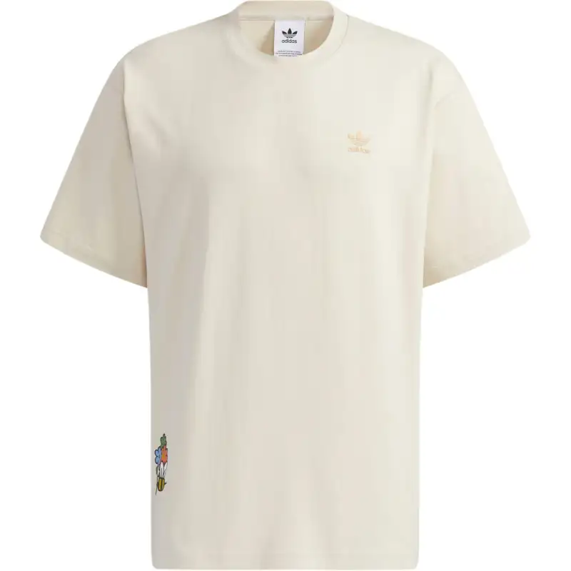 Adidas Originals T Shirts Men's Khaki Crew Neck Moderate Straight Fit