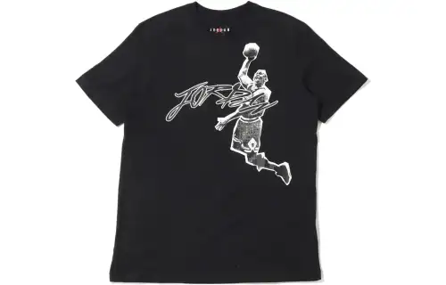 Jordan Air Dri FIT T Shirts Men's Black Crew Neck Moderate Straight Fit