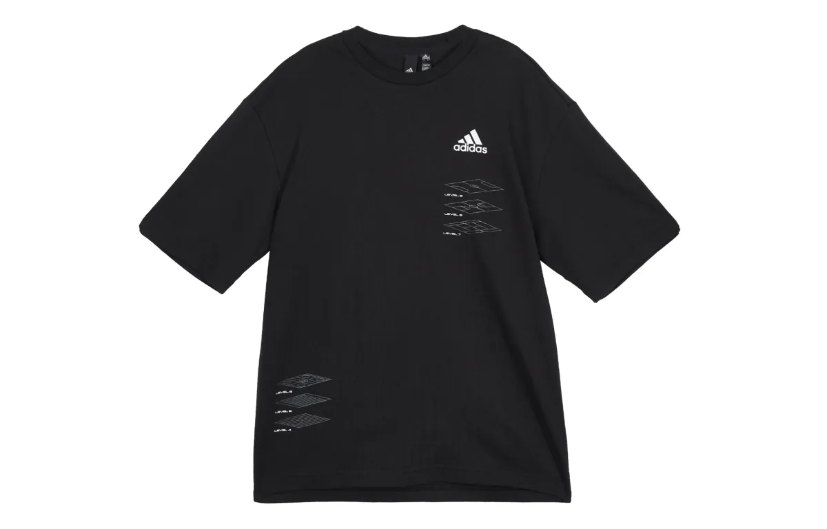Adidas Drop Shoulder Sleeve T Shirt Men's Black