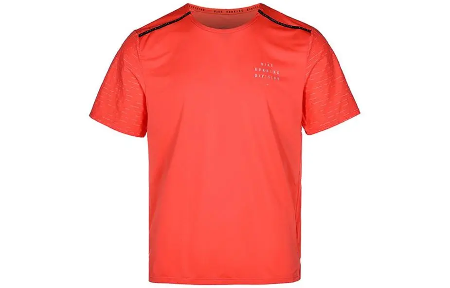 Nike T-Shirts Men's Orange Crew Neck Moderate Straight Fit