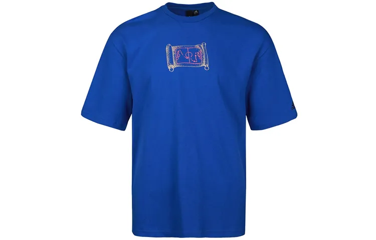 Adidas T-Shirts Men's Blue Crew Neck Moderate Straight Fit