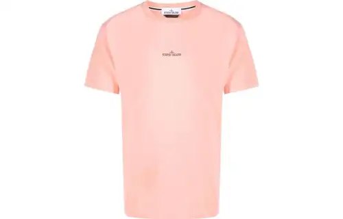 STONE ISLAND T Shirts Men's Light Pink Crew Neck Moderate Straight Fit