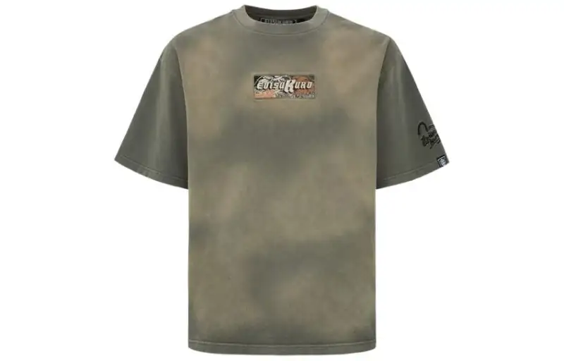 EVISU T Shirts Men's Gray Crew Neck Moderate Straight Fit