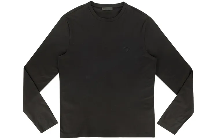 PRADA T Shirts Men's Black Crew Neck Moderate Straight Fit
