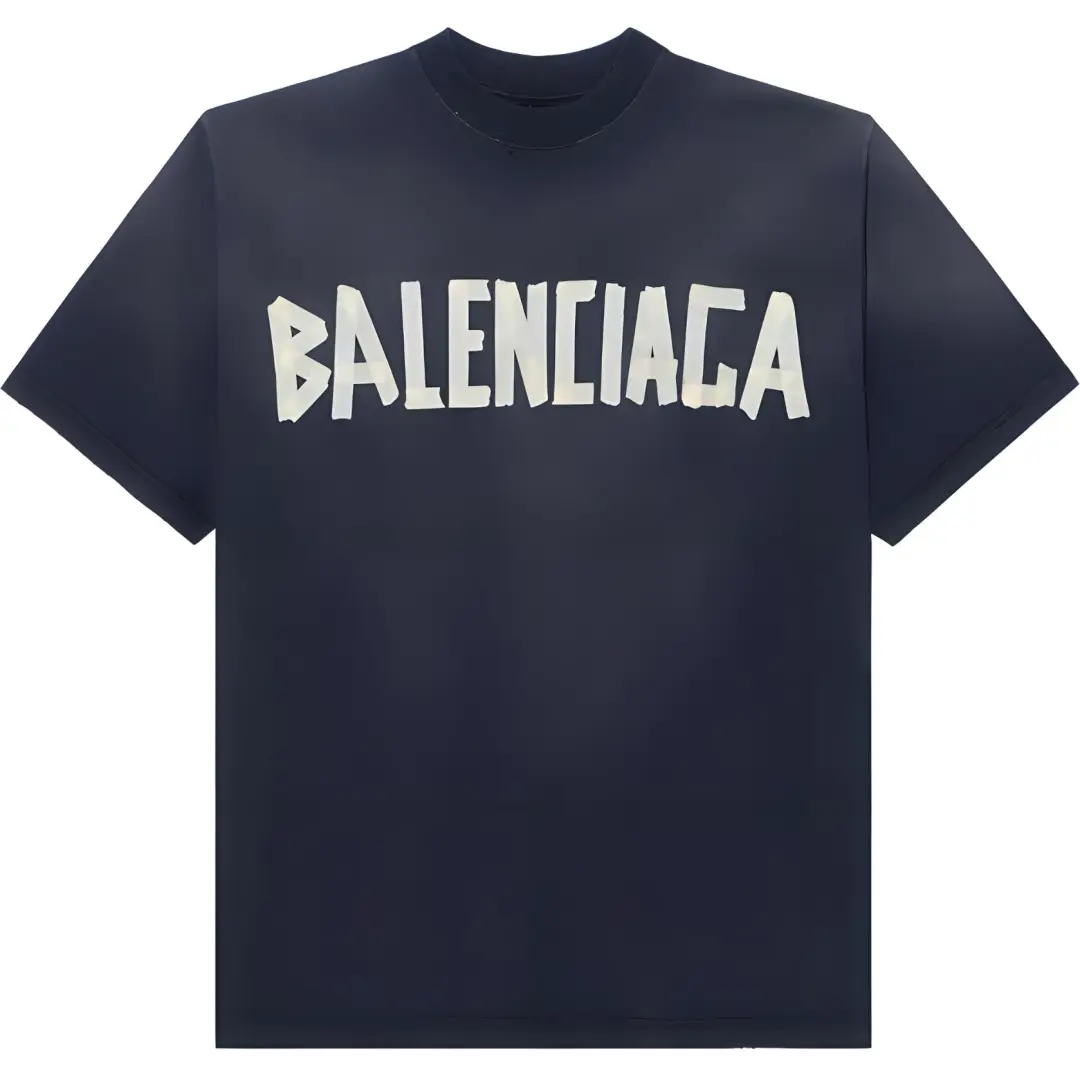 Balenciaga Men Tape Type Medium Fit T-shirt Black Faded