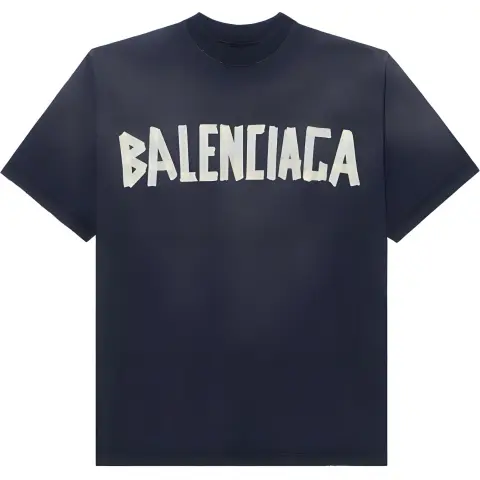 Balenciaga Men Tape Type Medium Fit T-shirt Black Faded