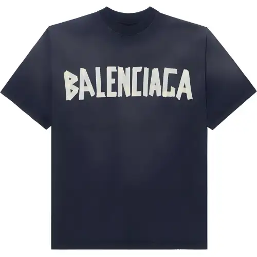 Balenciaga Men Tape Type Medium Fit T-shirt Black Faded