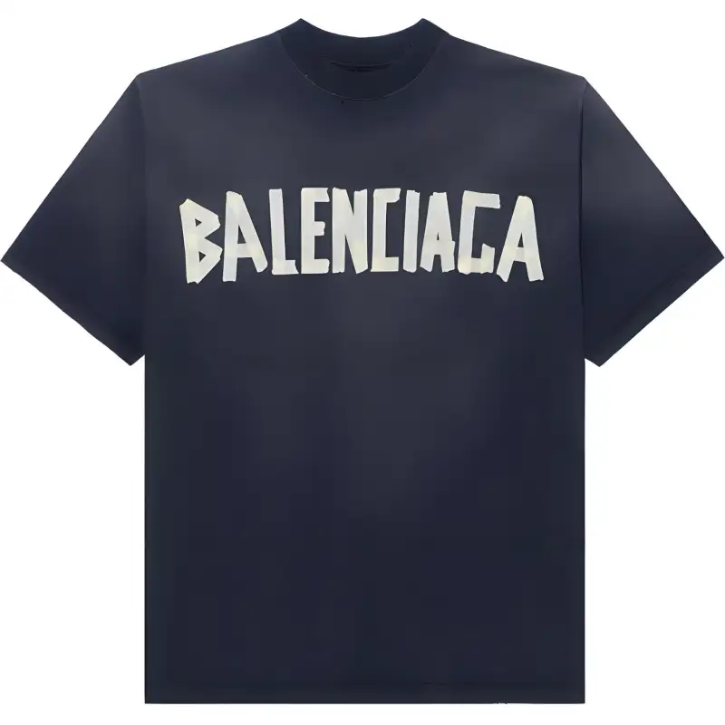 Balenciaga Men Tape Type Medium Fit T-shirt Black Faded