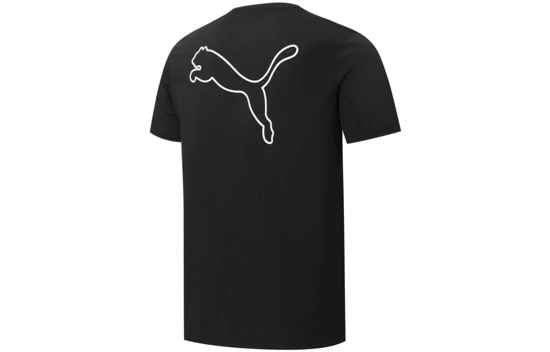 PUMA T-Shirts Unisex Black Crew Neck Moderate Straight Fit