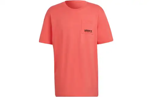 Adidas Originals Adventure C Butterfly T Shirts Men's Swirl Neon Red Crew Neck Moderate Straight Fit