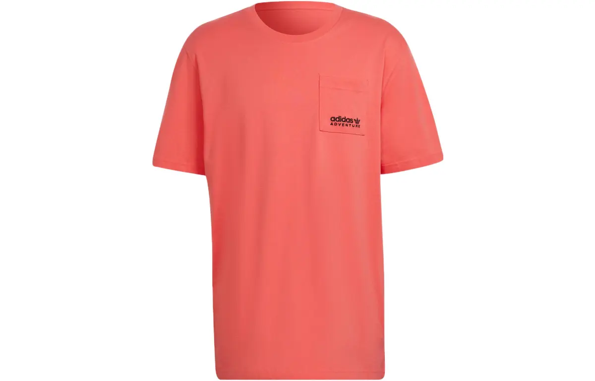 Adidas Originals Adventure C-Butterfly T-Shirts Men's Swirl Neon Red Crew Neck Moderate Straight Fit
