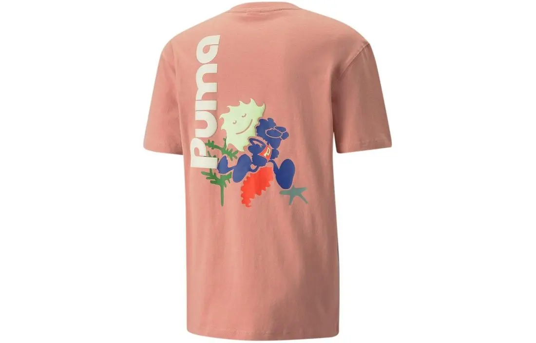 PUMA Adventure Planet T-Shirts Men's Rose Pink Crew Neck Moderate Straight Fit