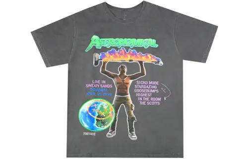Travis Scott T Shirts Unisex Graphite Crew Neck Moderate Straight Fit